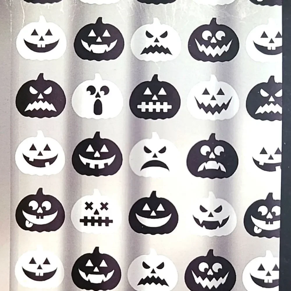 Halloween Black & White Pumpkin Faces Shower Curtain, 70